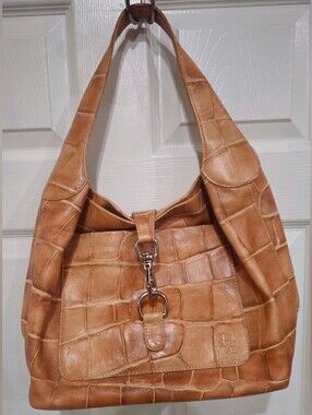 Dooney & Bourke Croc-Embossed Tan Hobo Shoulder Bag